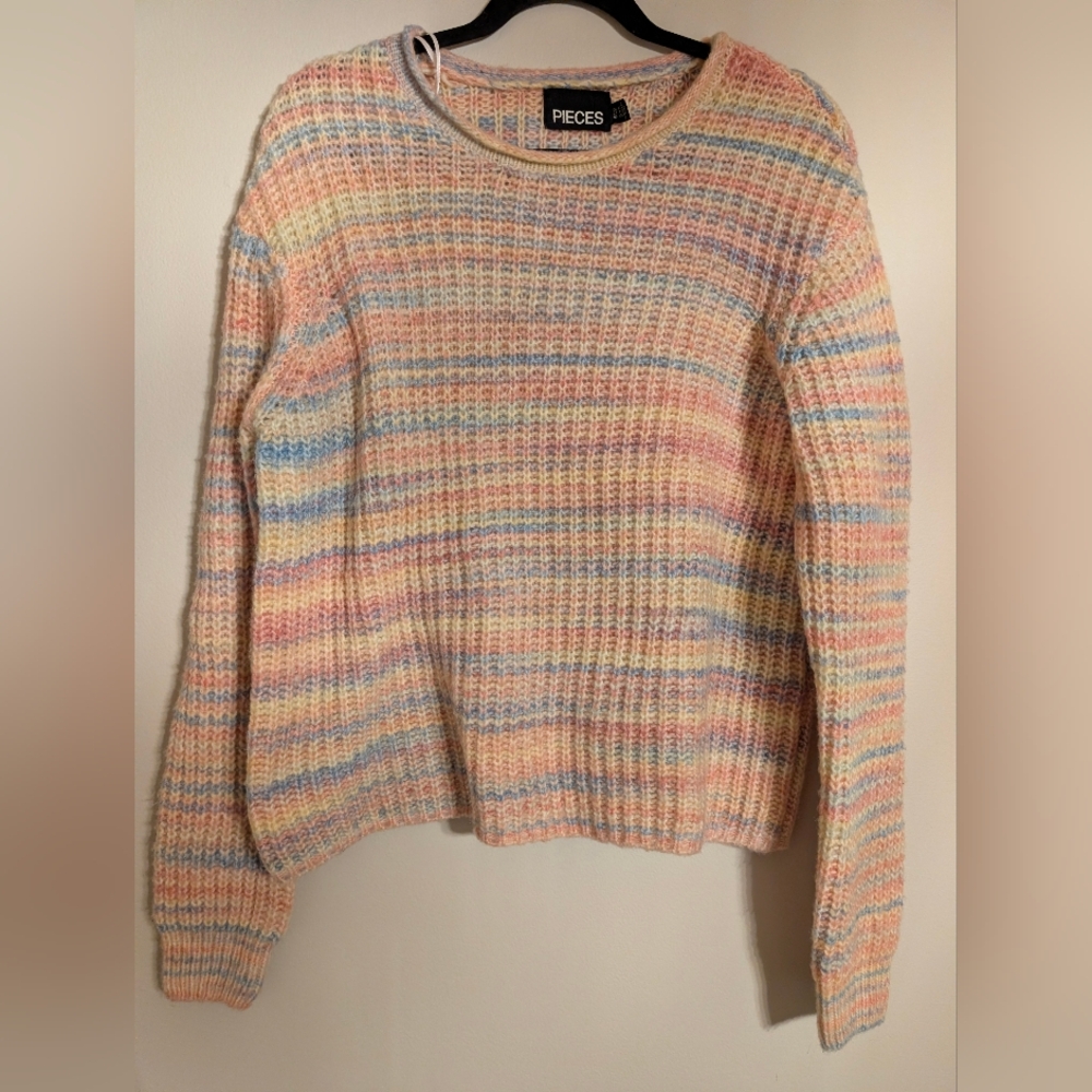 Pieces Pastel Striped Women's Sweater